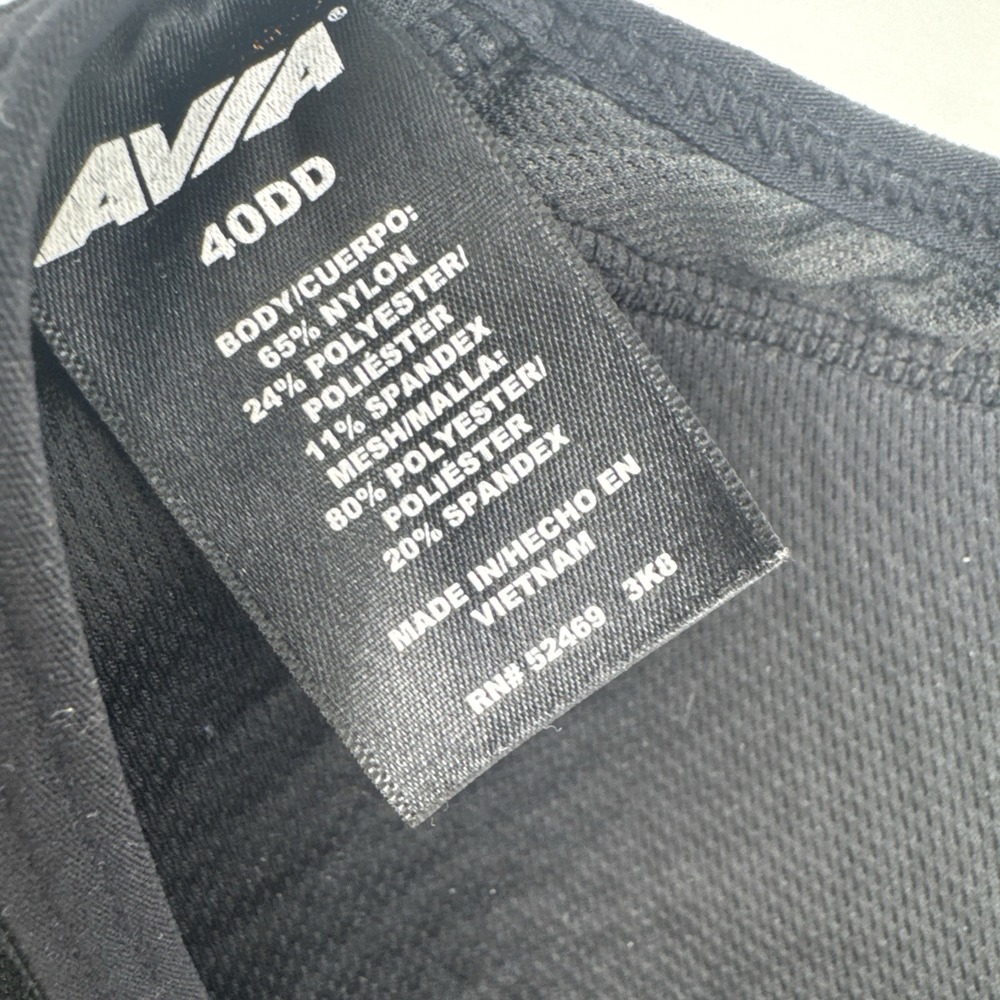 Avia Women's Sports Bra Gray Black Size 40DD Nylon Polyester Spandex - Picture 6 of 8
